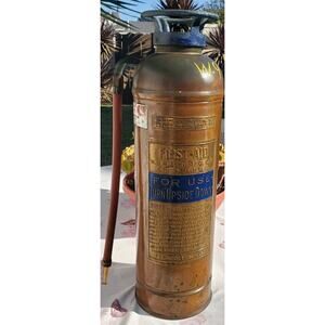 Vtg First Aid Copper Brass Fire Extinguisher 2 1/2 Gallon W.D. Allen Mfg Chicago